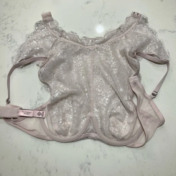 Victoria's Secret Sheer Lace Top in Light Pink - Picture 9 of 14